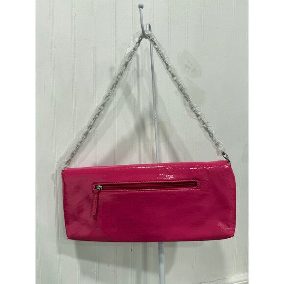 Pink Patent Leather Studded Clutch Chinese Laundry Chain Strap Rear Zipper - Picture 2 of 14